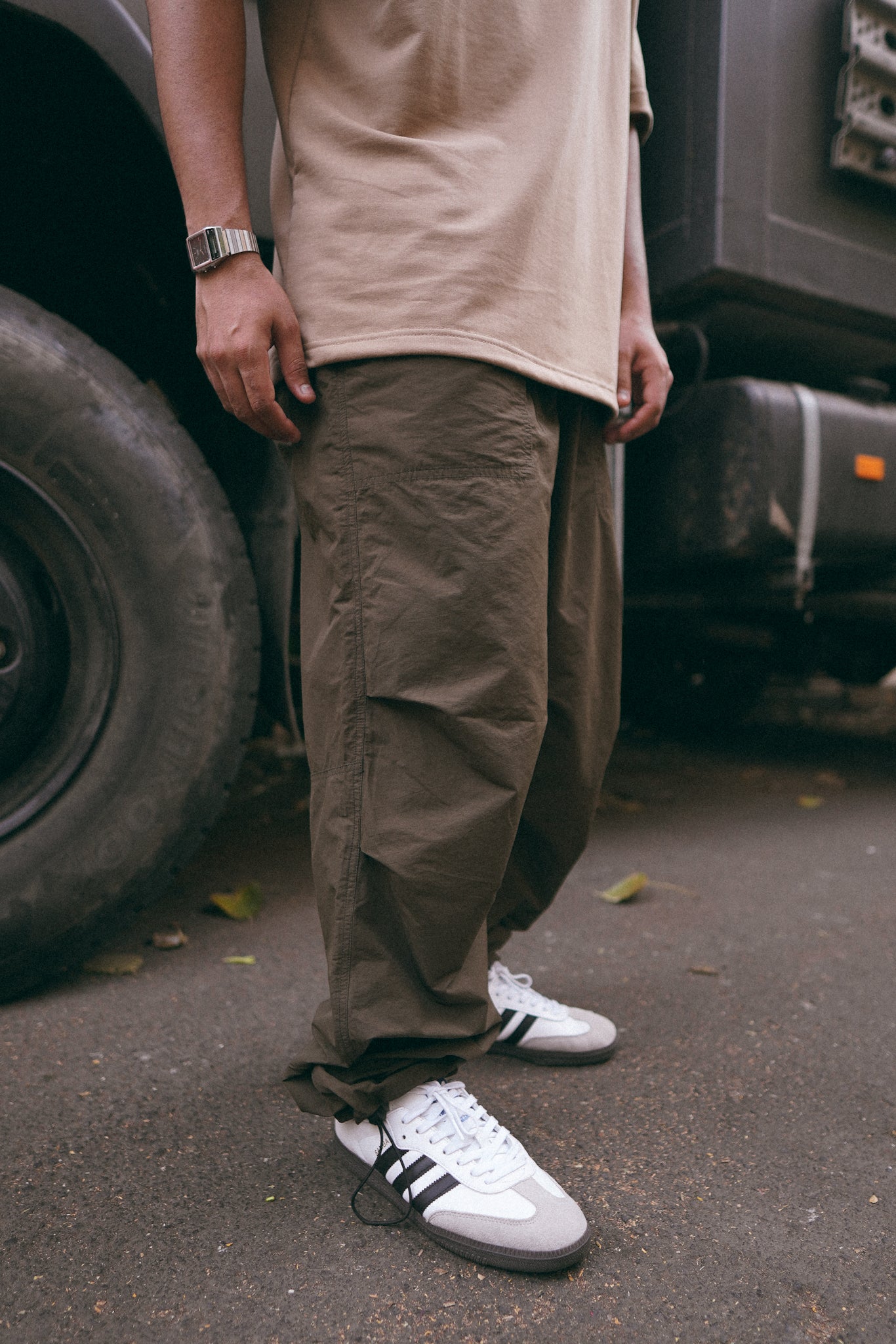 Military Green Parachute Pants